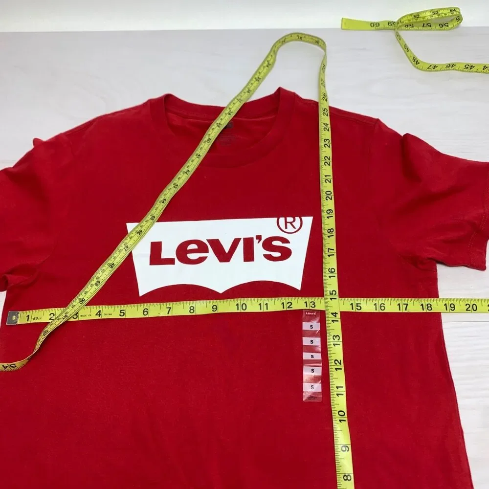 Levis Mens‎ T Shirt Small S Camisa Graphic Red Short Sleeve Cotton Crew Neck